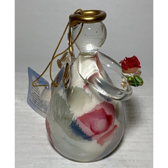 Russ Berrie June Angel Of The Month Rose Handcrafted Glass Figurine With Tag - Picture 4 of 9
